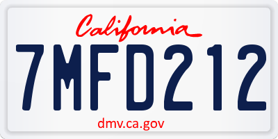 CA license plate 7MFD212