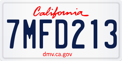 CA license plate 7MFD213