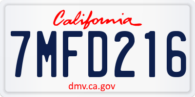 CA license plate 7MFD216