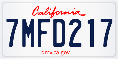 CA license plate 7MFD217