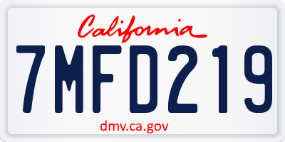 CA license plate 7MFD219