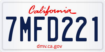 CA license plate 7MFD221
