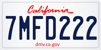 CA license plate 7MFD222
