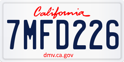 CA license plate 7MFD226