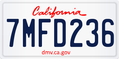 CA license plate 7MFD236