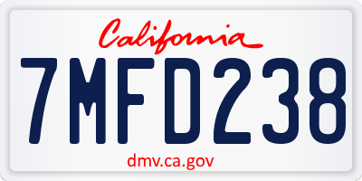 CA license plate 7MFD238