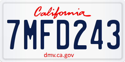 CA license plate 7MFD243