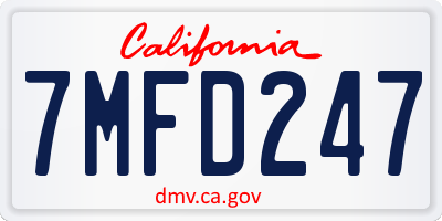CA license plate 7MFD247
