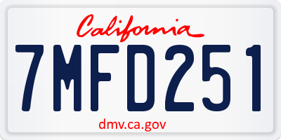 CA license plate 7MFD251