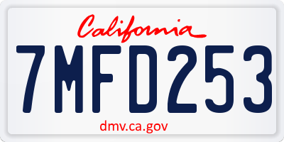 CA license plate 7MFD253