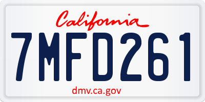 CA license plate 7MFD261