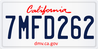CA license plate 7MFD262
