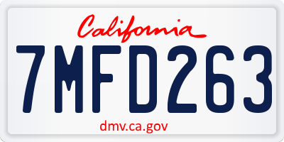 CA license plate 7MFD263