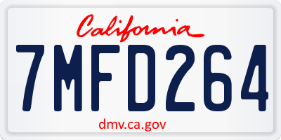 CA license plate 7MFD264