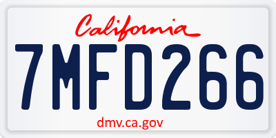 CA license plate 7MFD266