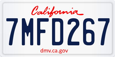 CA license plate 7MFD267