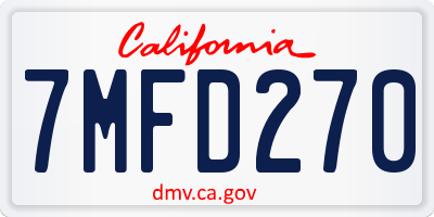 CA license plate 7MFD270