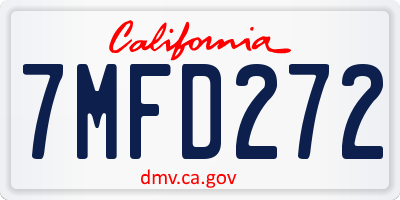 CA license plate 7MFD272