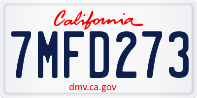 CA license plate 7MFD273