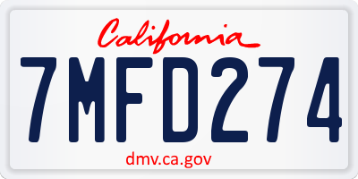 CA license plate 7MFD274