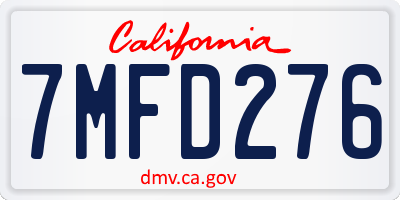 CA license plate 7MFD276