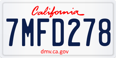 CA license plate 7MFD278