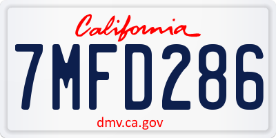 CA license plate 7MFD286