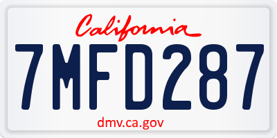 CA license plate 7MFD287