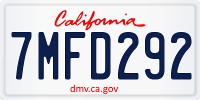 CA license plate 7MFD292