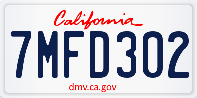 CA license plate 7MFD302