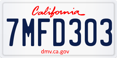CA license plate 7MFD303