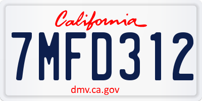 CA license plate 7MFD312