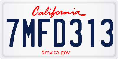 CA license plate 7MFD313