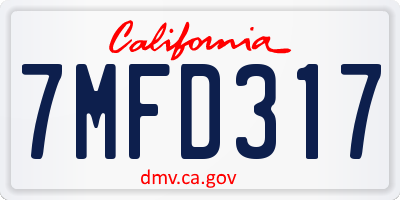 CA license plate 7MFD317