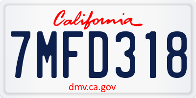 CA license plate 7MFD318
