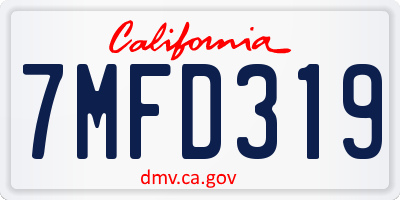 CA license plate 7MFD319