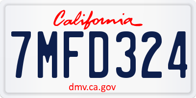 CA license plate 7MFD324