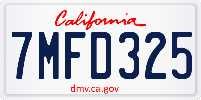 CA license plate 7MFD325