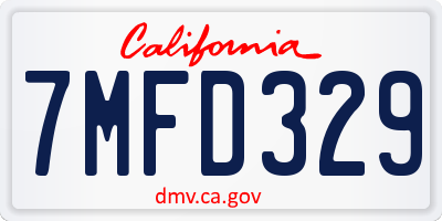 CA license plate 7MFD329