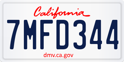 CA license plate 7MFD344