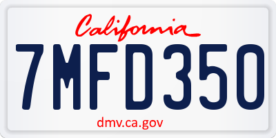 CA license plate 7MFD350