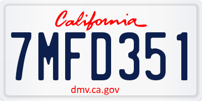 CA license plate 7MFD351