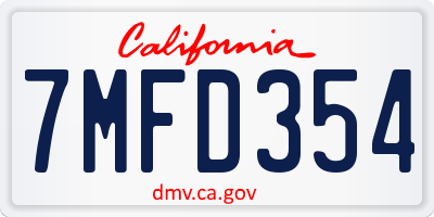 CA license plate 7MFD354
