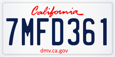CA license plate 7MFD361
