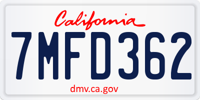 CA license plate 7MFD362