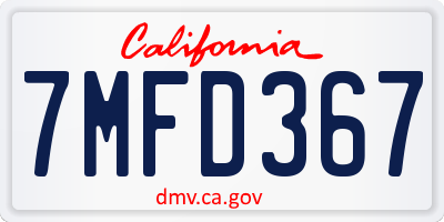 CA license plate 7MFD367