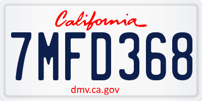 CA license plate 7MFD368