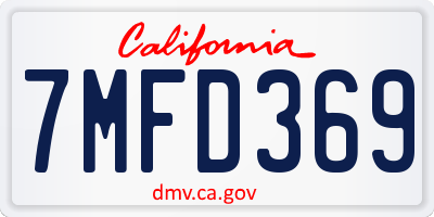 CA license plate 7MFD369