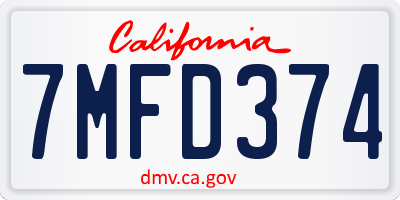 CA license plate 7MFD374