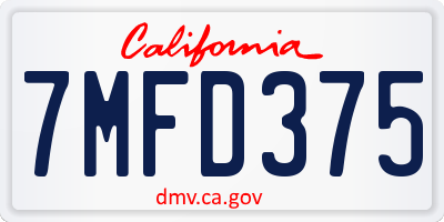CA license plate 7MFD375
